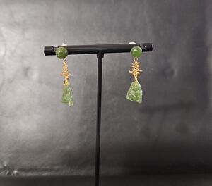 Green Jade Buddha Earrings